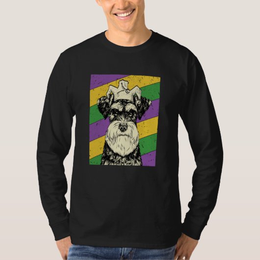 Schnauzer Jester Mardi Gras Dog Mom or Dad T-shirt (Voorkant)