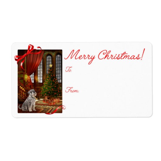 Schnauzer Kerst Geschenk Labels (Voorkant)