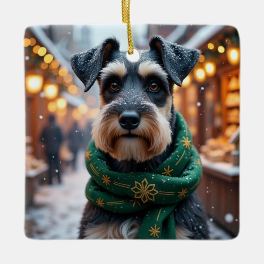 Schnauzer Kerst Kunst Keramisch Ornament (Voorkant)