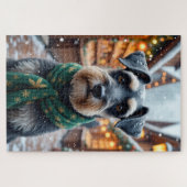 Schnauzer Kerst Kunst Legpuzzel (Horizontaal)