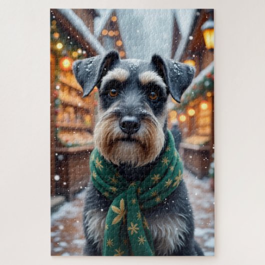 Schnauzer Kerst Kunst Legpuzzel (Verticaal)