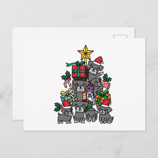 Schnauzer kerstboom briefkaart (Voorkant / Achterkant)