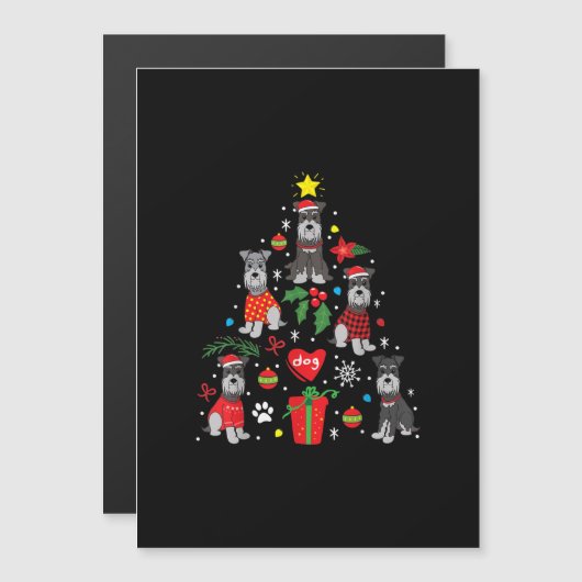 Schnauzer Kerstboom Hanger Grappige Hond Dierenfig Magnetische Uitnodiging (Voorkant / Achterkant)