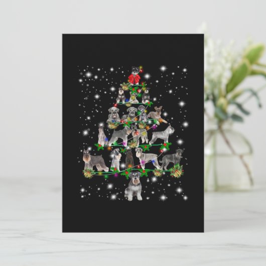 Schnauzer kerstboom met vlieglicht bedankkaart (Staand voorkant)