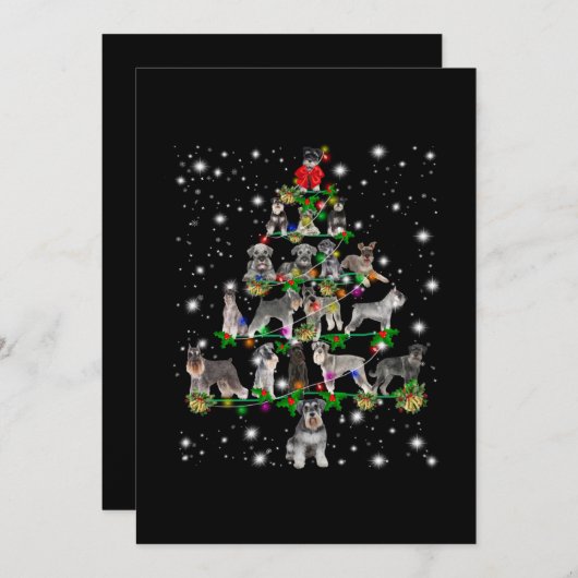 Schnauzer kerstboom met vlieglicht bedankkaart (Voorkant / Achterkant)