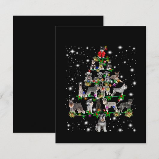 Schnauzer kerstboom met vlieglicht bedankkaart (Voorkant / Achterkant)