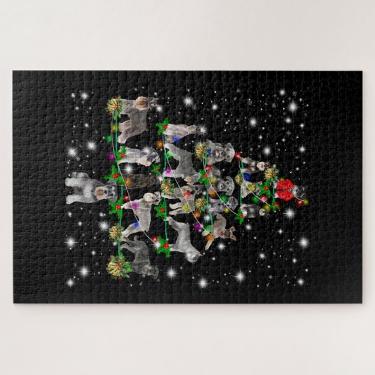 Schnauzer kerstboom met vlieglicht legpuzzel (Horizontaal)