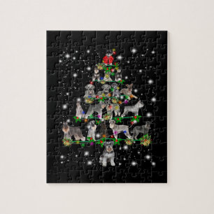Schnauzer kerstboom met vlieglicht legpuzzel