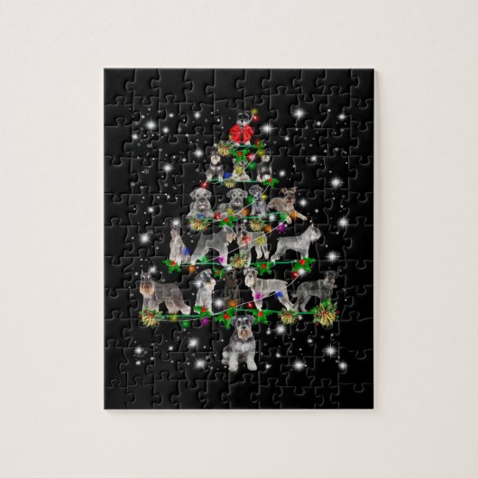 Schnauzer kerstboom met vlieglicht legpuzzel (Verticaal)