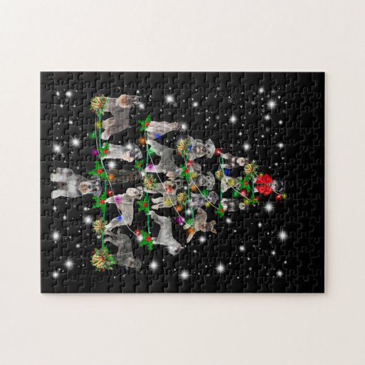 Schnauzer kerstboom met vlieglicht legpuzzel (Horizontaal)