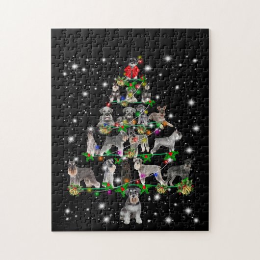 Schnauzer kerstboom met vlieglicht legpuzzel (Verticaal)