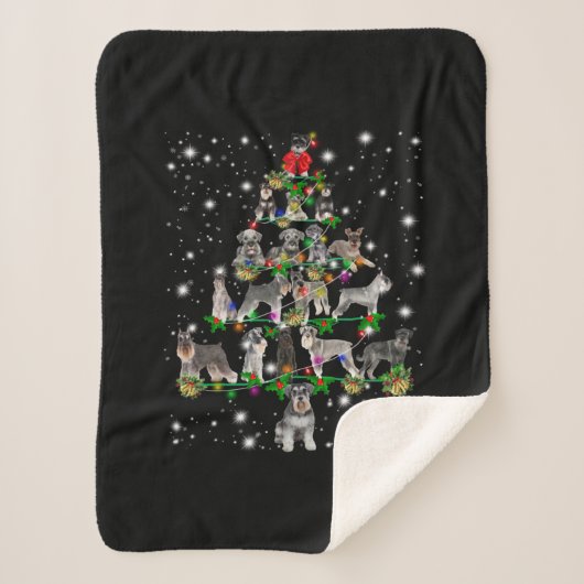 Schnauzer kerstboom met vlieglicht sherpa deken (Voorkant)