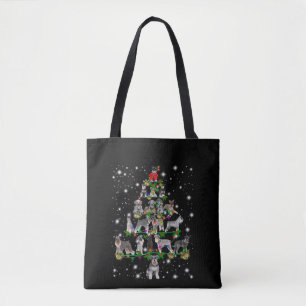 Schnauzer kerstboom met vlieglicht tote bag