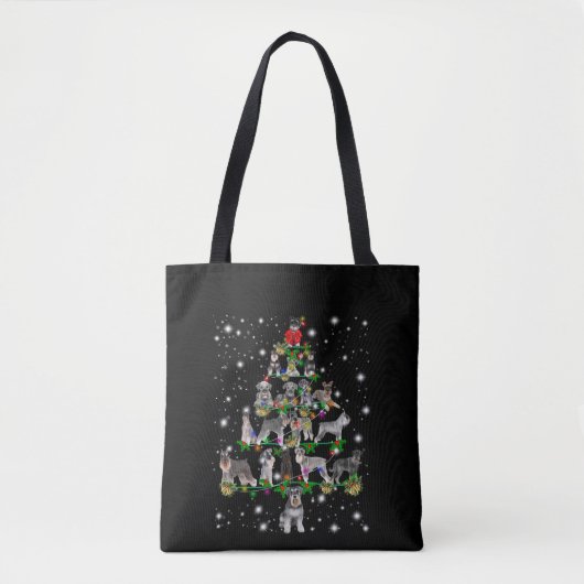 Schnauzer kerstboom met vlieglicht tote bag (Voorkant)