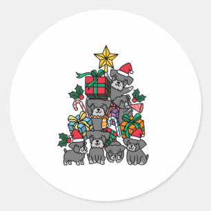 Schnauzer kerstboom ronde sticker