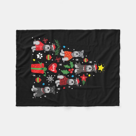 Schnauzer kerstboomversier Funny Pet Dog Fleece Deken (Voorkant (Horizontaal))