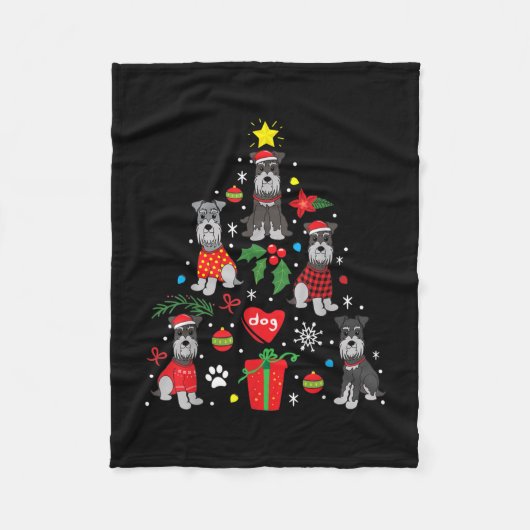 Schnauzer kerstboomversier Funny Pet Dog Fleece Deken (Voorkant)