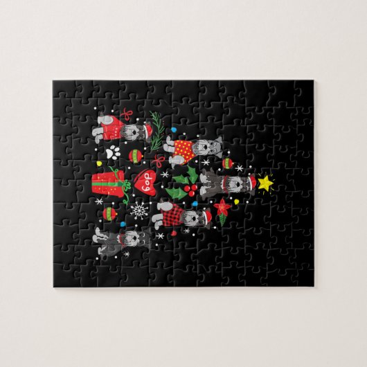 Schnauzer kerstboomversier Funny Pet Dog Legpuzzel (Horizontaal)