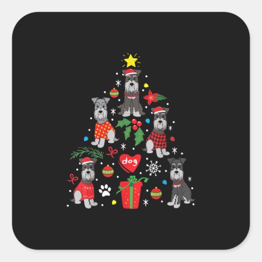 Schnauzer kerstboomversier Funny Pet Dog Vierkante Sticker (Voorkant)