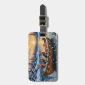 Schnauzer Kerstboot Vakantie Bagagelabel (Voorkant verticaal)