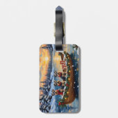 Schnauzer Kerstboot Vakantie Bagagelabel (Achterkant verticaal)