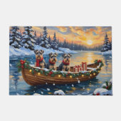 Schnauzer Kerstboot Vakantie Deurmat (Voorkant)