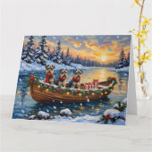 Schnauzer Kerstboot Vakantie Kaart (Gele Bloem)