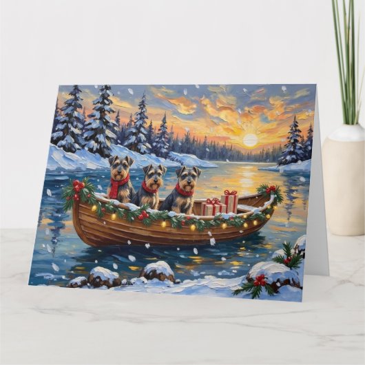 Schnauzer Kerstboot Vakantie Kaart (Voorkant)