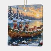 Schnauzer Kerstboot Vakantie Keramisch Ornament (Links)