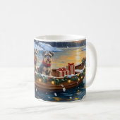 Schnauzer Kerstboot Vakantie Koffiemok (Voorkant rechts)