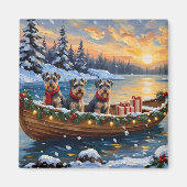 Schnauzer Kerstboot Vakantie Magneet (Voorkant)