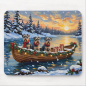 Schnauzer Kerstboot Vakantie Muismat (Voorkant)