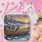 Schnauzer Kerstboot Vakantie Papieren Bordje (Feest)