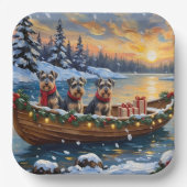 Schnauzer Kerstboot Vakantie Papieren Bordje (Voorkant)