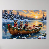Schnauzer Kerstboot Vakantie Poster (Voorkant)