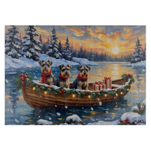 Schnauzer Kerstboot Vakantie Snijplank (Voorkant)