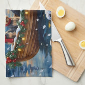 Schnauzer Kerstboot Vakantie Theedoek (Quarter Fold)