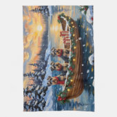Schnauzer Kerstboot Vakantie Theedoek (Verticaal)