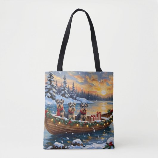 Schnauzer Kerstboot Vakantie Tote Bag (Voorkant)