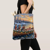 Schnauzer Kerstboot Vakantie Tote Bag (Dichtbij)