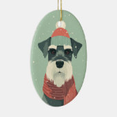 Schnauzer Kerstcadeau Keramisch Ornament (Rechts)