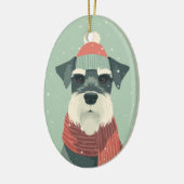 Schnauzer Kerstcadeau Keramisch Ornament (Links)