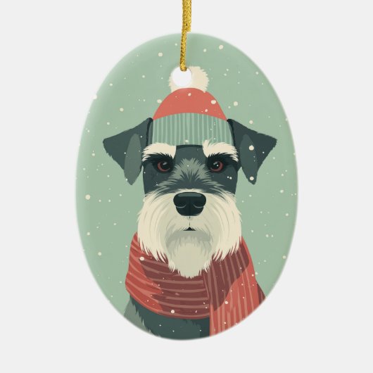 Schnauzer Kerstcadeau Keramisch Ornament (Voorkant)