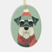Schnauzer Kerstcadeau Keramisch Ornament (Achterkant)