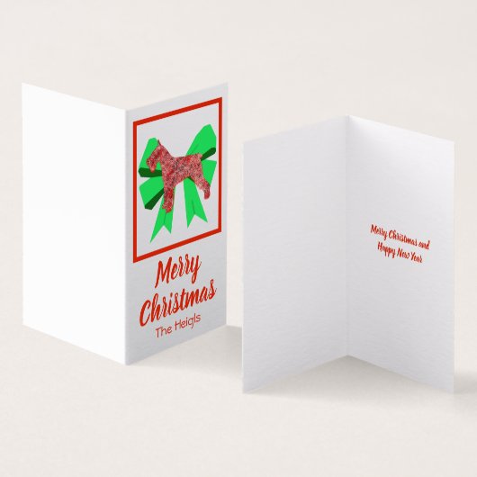 Schnauzer-kersthond en Label met groene rommel Kaart (Binnen en buitenkant)