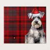 Schnauzer Kersthond met Rode Kerst Plaid Patroon Kaart (Buitenkant ongevouwen)