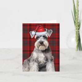 Schnauzer Kersthond Rood Geruit Kerstfeest Feestdagen Kaart