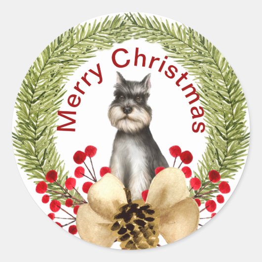 Schnauzer-kerstkaarsster Ronde Sticker (Voorkant)