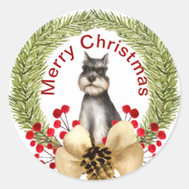Schnauzer-kerstkaarsster Ronde Sticker