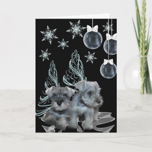 Schnauzer Kerstkaart Feestdagen Kaart (Voorkant)